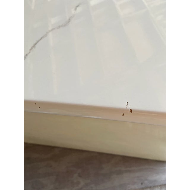 Off-white Karl Springer Style Modern Tall Half Moon Console Table For Sale - Image 8 of 10