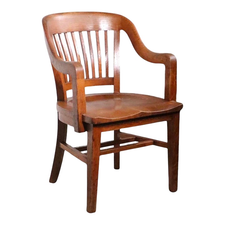 Antique Solid Oak Bank of England Jury Chair by the Marble & Shattuck