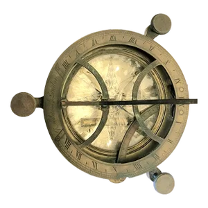 18th Century Antique English Fine Brass Compass & Sundial.