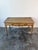 A darling English antique scalloped front accent table. Rustic patina, and a soft neutral brown wax finish, there is some...