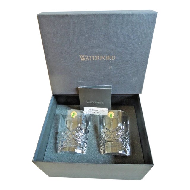 Set of 2 New Waterford Crystal Lismore 4 3/8" Double Old Fashioned 12.5 Oz Glasses For Sale