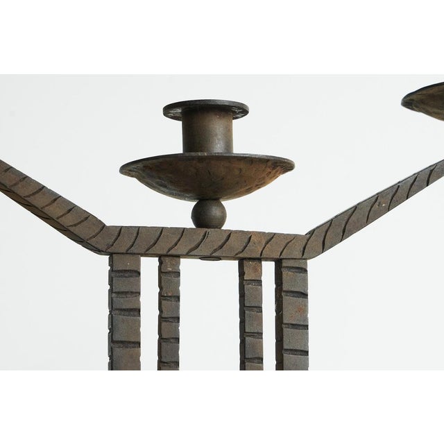 Metal Art Deco Candleholders in Wrought Iron and Stone, 1920s, Set of 2 For Sale - Image 7 of 14