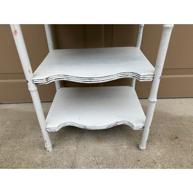19th Century American Victorian White Painted Bamboo Four-Tier Étagère For Sale - Image 11 of 14