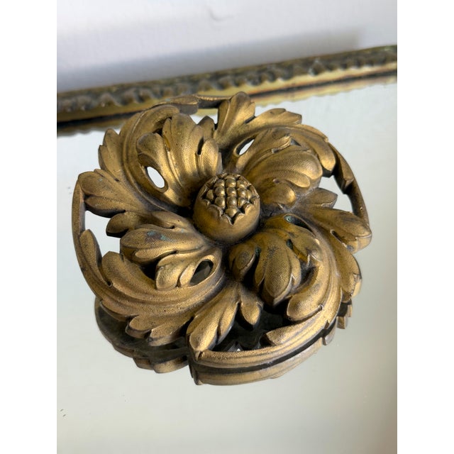 Antique Gilt Brass Acanthus Leaf Rosette Medallion Threaded Architectural Mount Finial For Sale In New York - Image 6 of 10