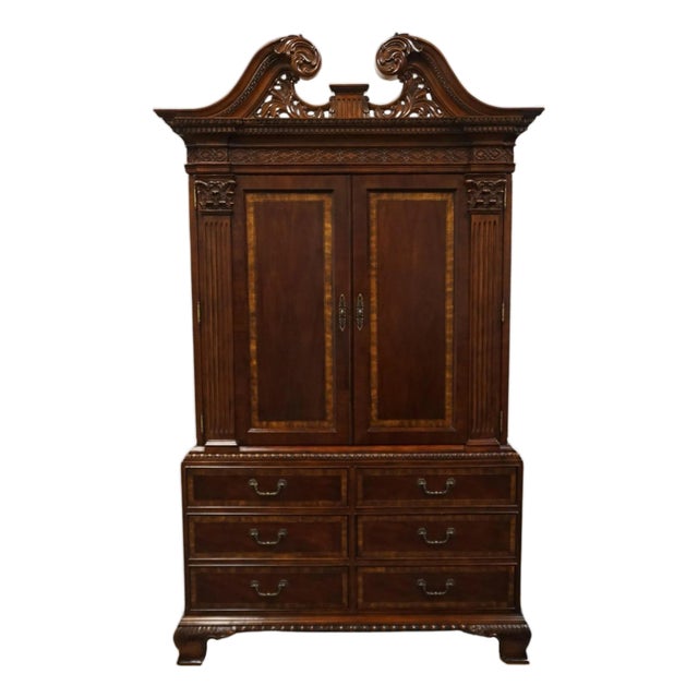 Universal Furniture Banded Mahogany Biedermeier Traditional Victorian Style 54" Tv Media Armoire 609165 For Sale
