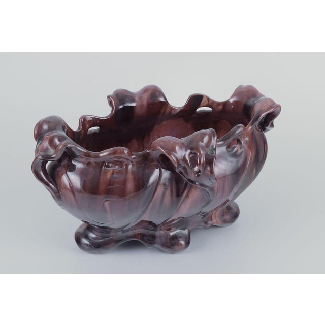 Large Art Nouveau Jardiniere in Earthenware by Jérôme Massier for Vallauris, 1890s For Sale - Image 3 of 8