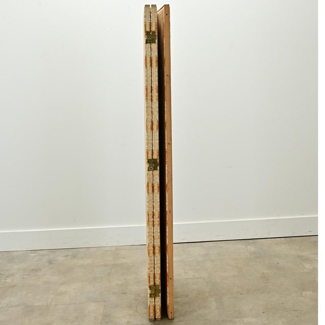 English English Vintage Toile Upholstered Folding Screen For Sale - Image 3 of 12