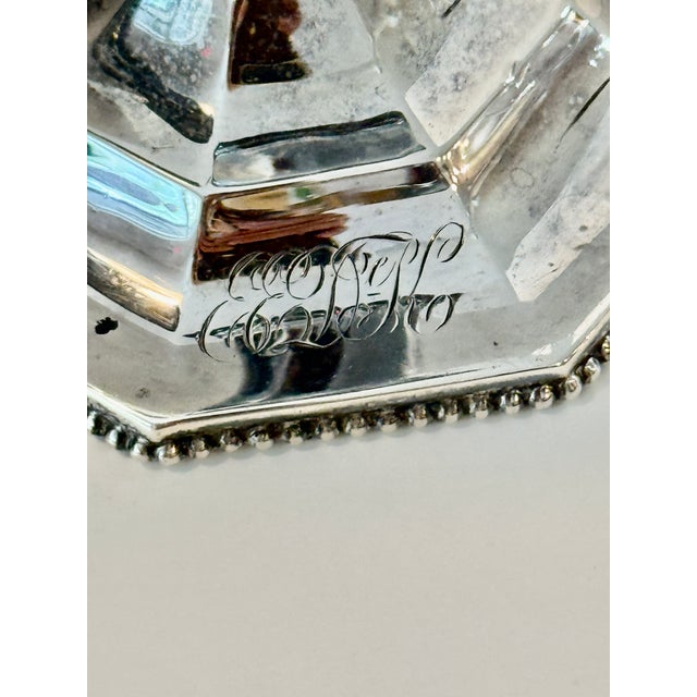 Silver Pair of Unweighted Antique Woodside Sterling Co. Hexagonal Candlesticks .925 For Sale - Image 8 of 11