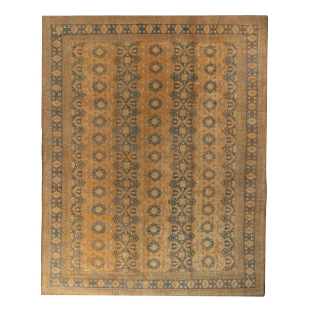 Hand-Knotted Vintage Ottoman Style Rug in Beige-Brown, Blue All Over Pattern For Sale In New York - Image 6 of 6