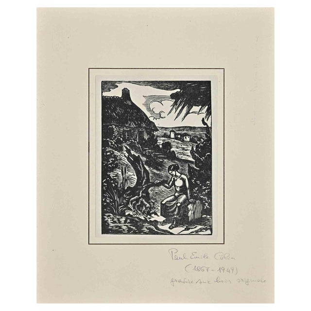 Paul Emile Coli, Breton Peasant, Woodcut, Early 20th Century For Sale