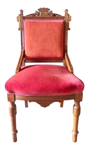 Late 19th Century Walnut + Velvet Victorian Eastlake Side Chair