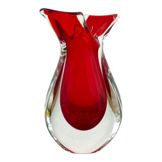 Vintage Murano Style Italian Glass Vase For Sale