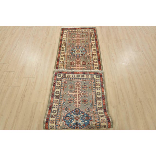Kazak Runner 2’7” X 9’8” Gray Wool Tribal Hand-Knotted Oriental Rug For Sale - Image 12 of 13