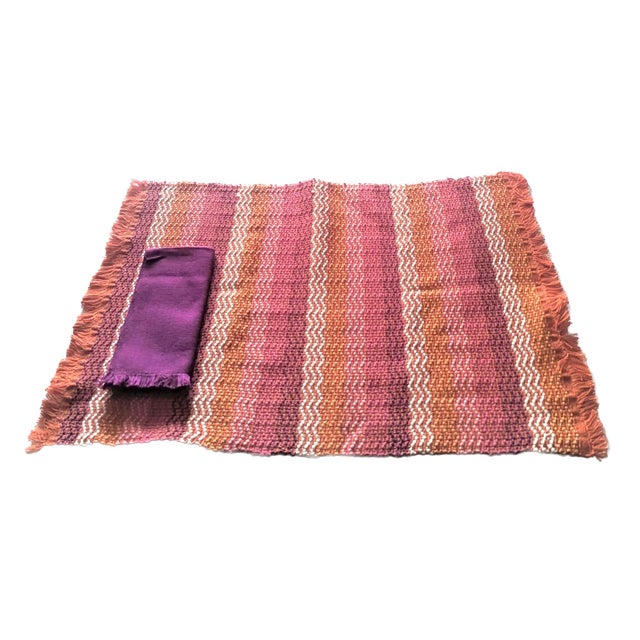 2000 - 2009 Woven Cotton Placemats and Napkins Made in Guatemala, Set of 6 For Sale - Image 5 of 9
