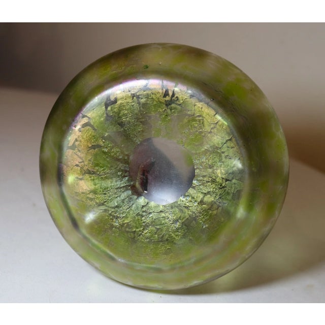Antique Hand Blown Rindskopf Pepita Bohemian Art Glass Iridescent Aurene Vase For Sale - Image 12 of 12