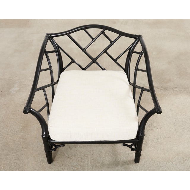 McGuire Rattan Chinese Chippendale Lacquered Lounge Chair For Sale In Sacramento - Image 6 of 18