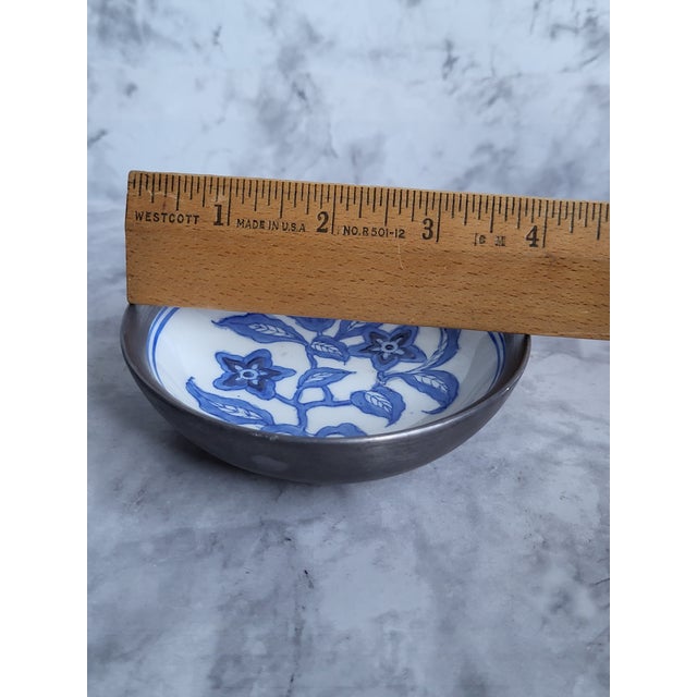 1980s Japanese Porcelain in Pewter Bowl For Sale - Image 10 of 12