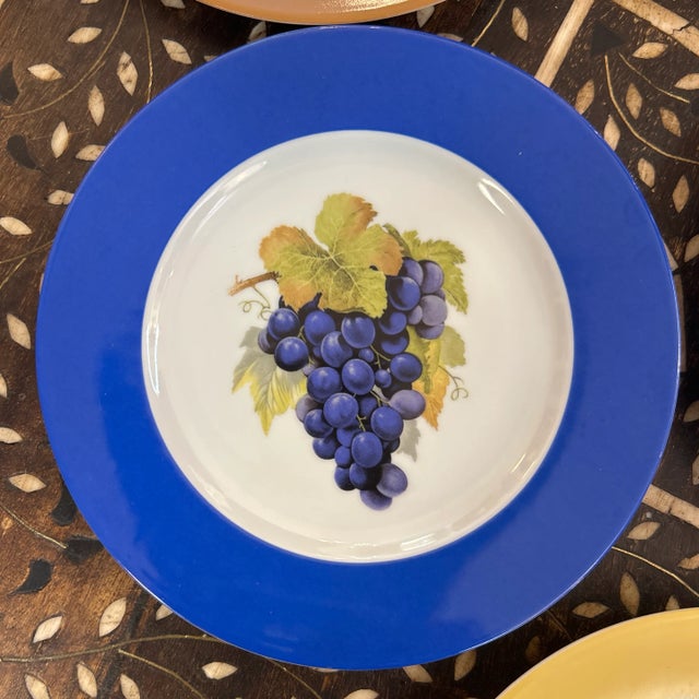 2010s Philippe Deshoulieres Limoge France Porcelain Medium Size Plates Signed Set of 5 For Sale - Image 5 of 10