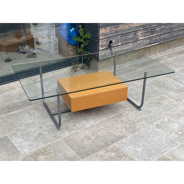 Tubular Glass and Wood Coffee Table with Drawer from Ikea, 1990s For Sale - Image 12 of 18
