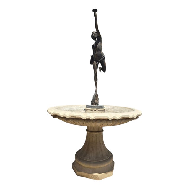Greek Classical Marble and Bronze Fountain, Naples, 1950s For Sale
