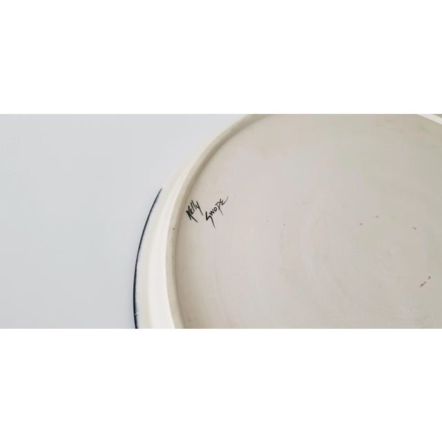 1980s Kelly Swope Postmodern-Style Hand-Painted Decorative Pottery Plate For Sale - Image 4 of 10