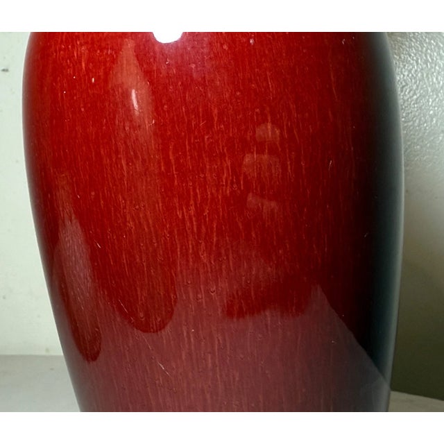 Vintage Jingdezhen Handmade Sang De Boeuf Chinese Red Oxblood Pottery Vase For Sale In New York - Image 6 of 10