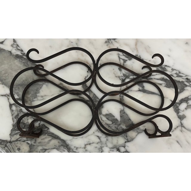 Farmhouse Antique Hand-Forged Wrought Iron Tabletop Wine Rack / Rolling Pin Holder For Sale - Image 3 of 10