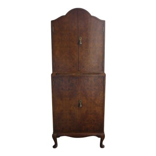 Art Deco Burl Wood Bar Cabinet For Sale