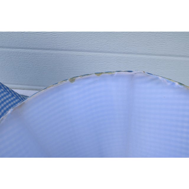 Late 20th Century Vintage Blue and White Gingham Lamp Shades-a Pair For Sale - Image 5 of 9