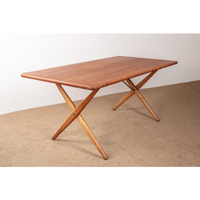 Danish Model at 303 Dining Table in Teak and Beech and Brass by Hans Wegner for Andreas Tuck, 1960 For Sale - Image 18 of 18