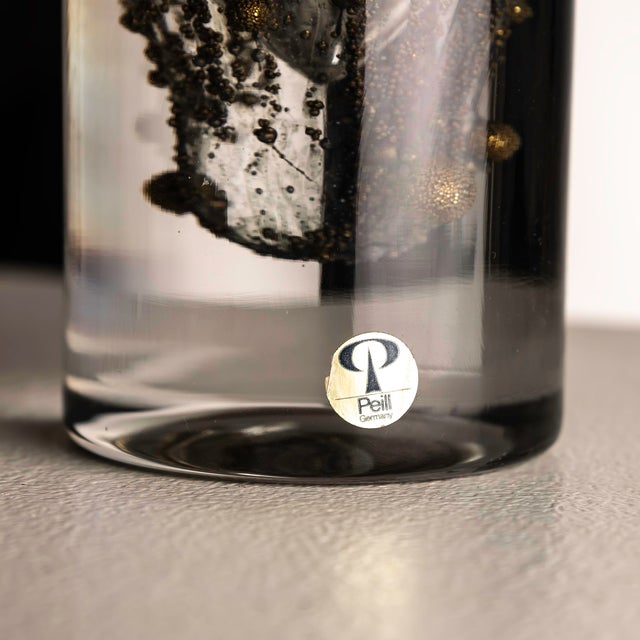 Cylindrical Blown Glass Vase with Gold Inclusions from Peill & Putzler, Germany, 1960s For Sale - Image 4 of 7