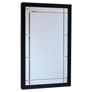 Beveled Wall Mirror with Black Frame, 1990s For Sale
