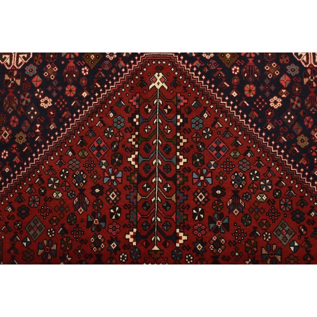 Red Abadeh Rug 3’7” X 5’3” Red Wool Vintage Tribal Hand-Knotted Oriental Carpet For Sale - Image 8 of 12