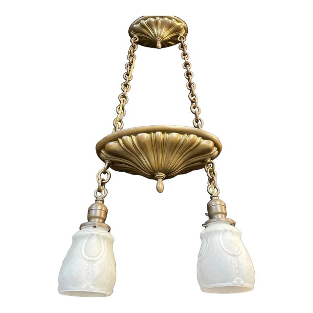 1910s Two Light Sheffield Chandelier For Sale