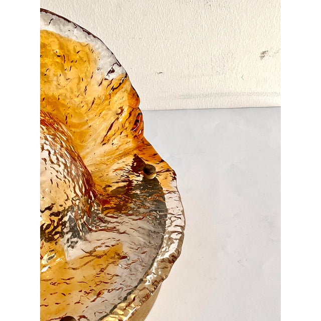 Large Mid-Century Murano Glass and Brass Scavo Wall Lights attributed to Mazzega, Italy, 1970s, Set of 2 For Sale - Image 9 of 12