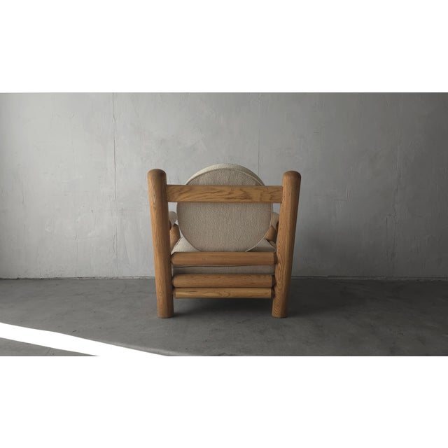 Brown Large Scale Vintage Solid Oak Post Lounge Chair For Sale - Image 8 of 8