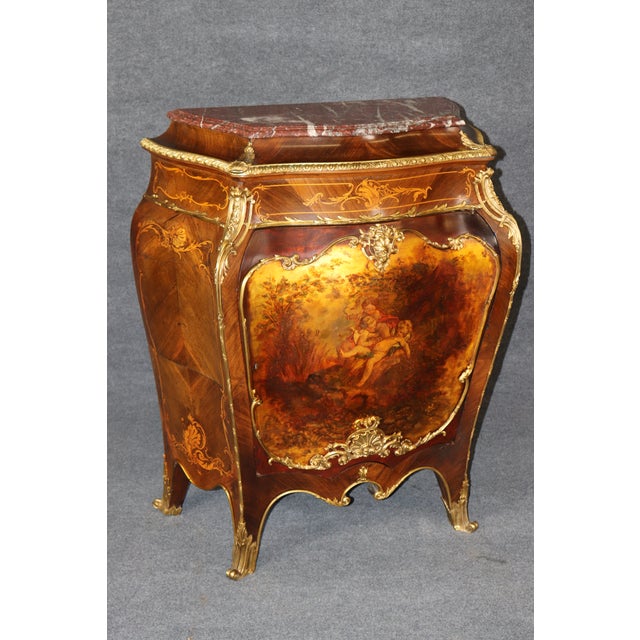 Stone 19th C French Louis XV Style Ormolu Mounted Marble Top Cabinet by Droward For Sale - Image 7 of 17