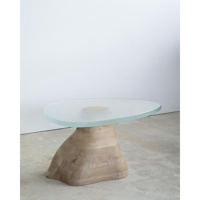Contemporary Fused Crystal Glass and White Oak Side Table by Alexander Knysch For Sale - Image 3 of 10