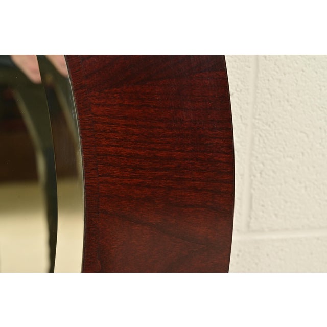 Early 21st Century Stickley Modern Art Deco Mahogany Framed Round Beveled Wall Mirror For Sale - Image 5 of 9