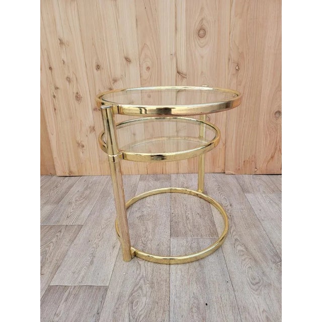 Mid 20th Century Mid Century Modern Milo Baughman Style 2 Tier Brass and Glass Coffee Table For Sale - Image 5 of 8