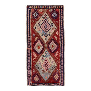 1960s Vintage Turkish Kilim Multicolor Handmade Tribal Wool Rug For Sale