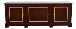 Neoclassical Louis Philippe Marble Top Mahogany Sideboard Buffet