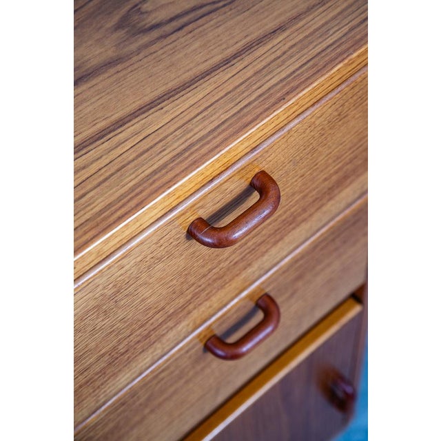 Mid Century Danish Modern Compact Cabinet Teak Wood 2 Drawers Table Vintage MCM For Sale - Image 9 of 10