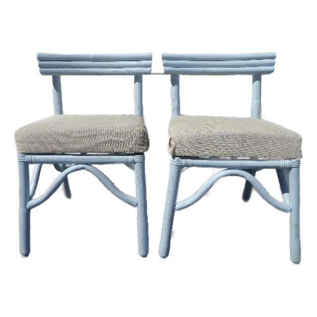 Mid 20th Century Bohemian Beach Bentwood Rattan Chairs - Set of 2 For Sale