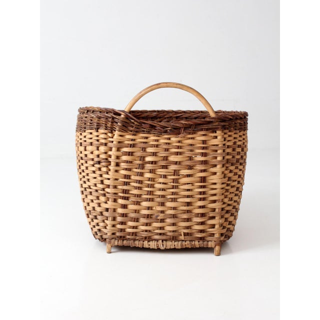 Brown Vintage Large Wicker Gathering Basket For Sale - Image 8 of 15