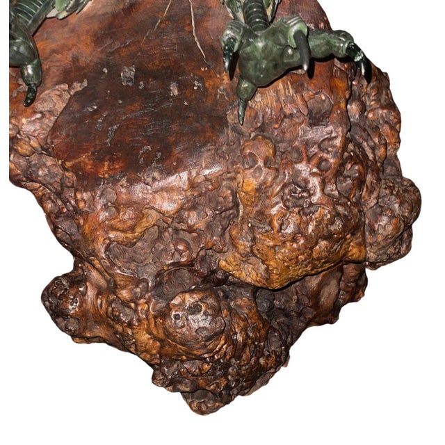 Monumental 20th Century Chinese Spinach Jade Carved Eagle on Naturalistic Base For Sale - Image 10 of 11