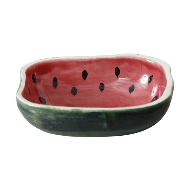 1980s 1980s Majolica Watermelon Bowls by Jan Pugh, Set of 5 For Sale - Image 5 of 10