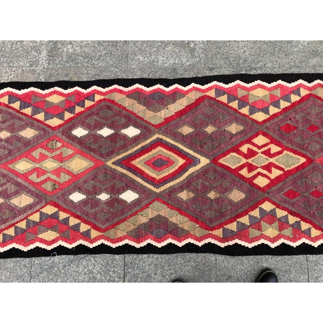 Textile 1960s Vintage Handmade Turkish Kilim Rug- 2′9″ × 11′7″ For Sale - Image 7 of 11