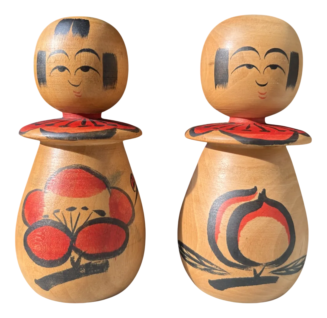 Kokeshi Dolls by Sugawara Satoshi, 1970s, Set of 2 | Chairish