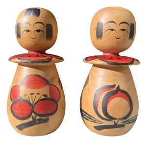 Kokeshi Dolls by Sugawara Satoshi, 1970s, Set of 2